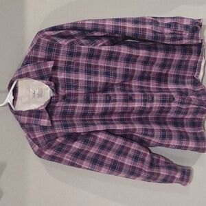 LL Bean women's xsmall purple plaid‎ fleece lined  button down shacket